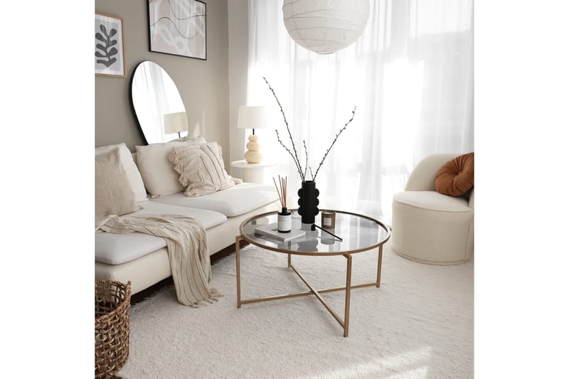 Rowman Soffbord 83 cm Runt - Guld/Rökfärgat Glas - Möbler - Bord & matgrupper - Soffbord