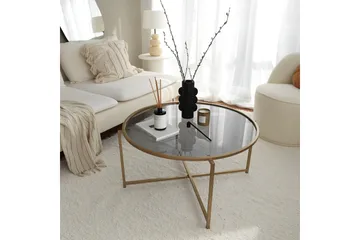 Rowman Soffbord 83 cm Runt - Guld/Rökfärgat Glas - Möbler - Bord & matgrupper - Soffbord