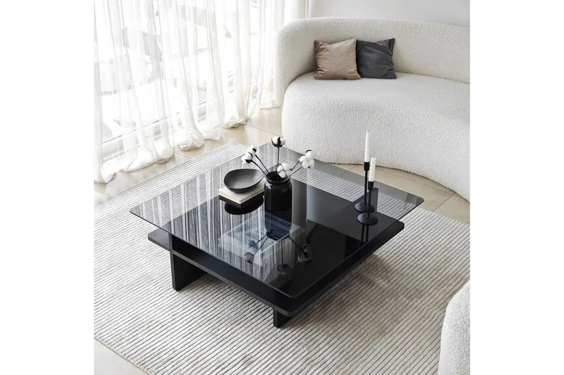 Soffbord Rubby Fyrkant Svart / Rök - Svart / Rök - Möbler - Bord & matgrupper - Soffbord