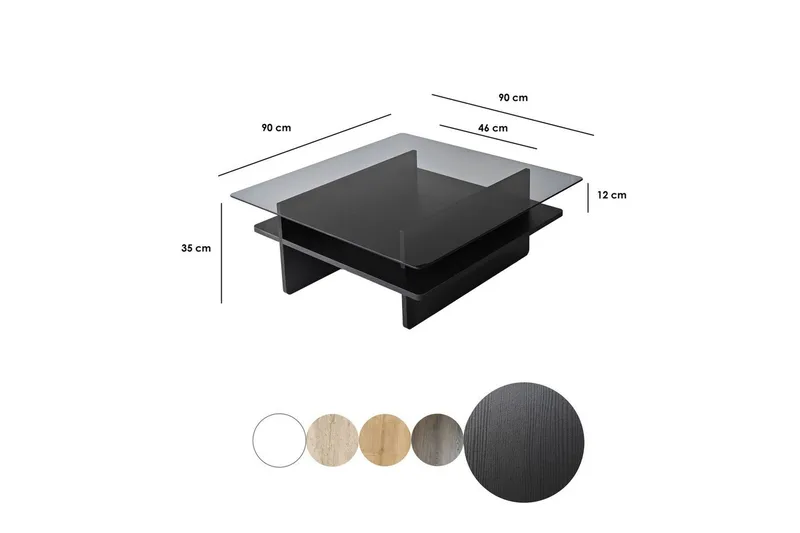 Soffbord Rubby Fyrkant Svart / Rök - Svart / Rök - Möbler - Bord & matgrupper - Soffbord