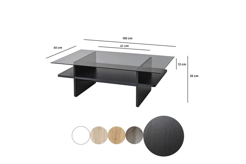 Soffbord Rubby Rektangel Svart / Rök - Svart / Rök - Möbler - Bord & matgrupper - Soffbord