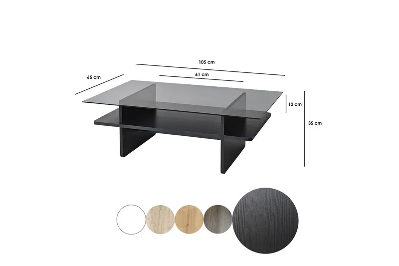 Soffbord Rubby Rektangel Svart / Rök - Svart / Rök - Möbler - Bord & matgrupper - Soffbord
