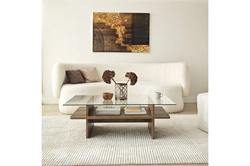 Soffbord Rubby Rektangel Valnöt / Transparent - Valnöt / Transparent - Möbler - Bord & matgrupper - Soffbord