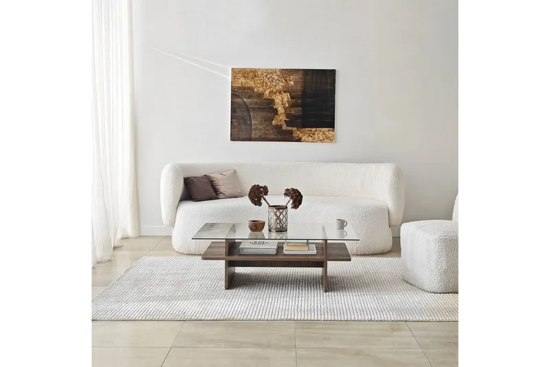 Soffbord Rubby Rektangel Valnöt / Transparent - Valnöt / Transparent - Möbler - Bord & matgrupper - Soffbord