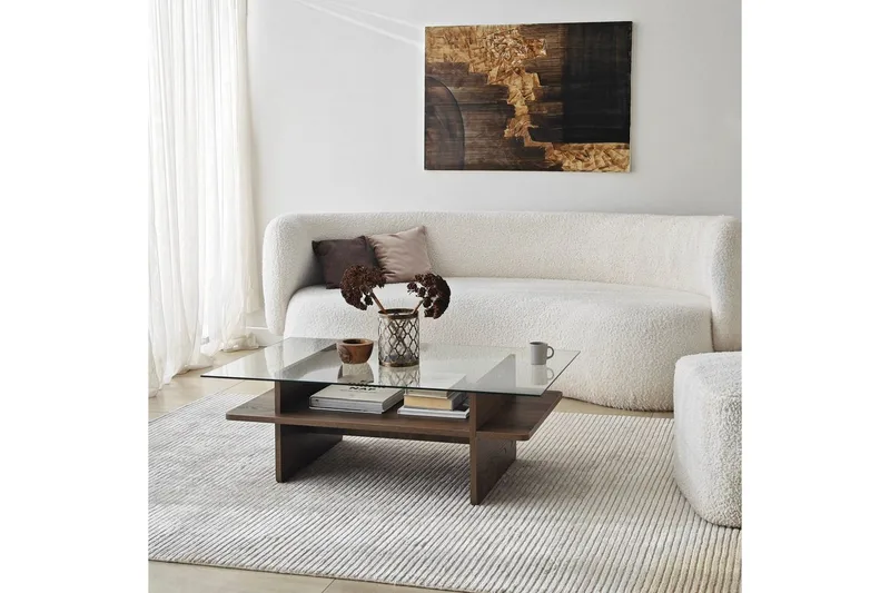 Soffbord Rubby Rektangel Valnöt / Transparent - Valnöt / Transparent - Möbler - Bord & matgrupper - Soffbord