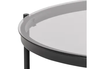 Rutkin Soffbord 79 cm Runt med Förvaring Hylla - Glas/Grå/Matt Svart - Möbler - Bord & matgrupper - Soffbord