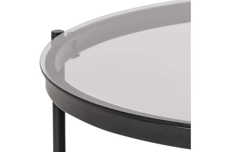 Rutkin Soffbord 79 cm Runt med Förvaring Hylla - Glas/Grå/Matt Svart - Möbler - Bord & matgrupper - Soffbord