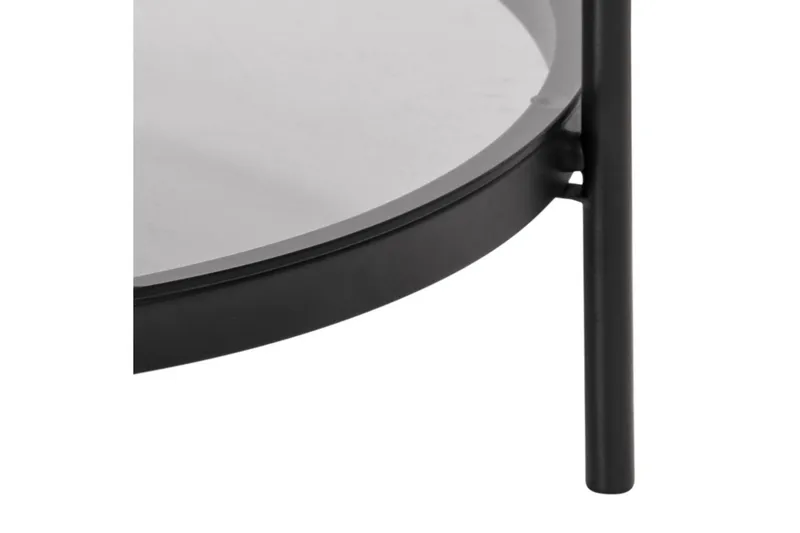 Rutkin Soffbord 79 cm Runt med Förvaring Hylla - Glas/Grå/Matt Svart - Möbler - Bord & matgrupper - Soffbord