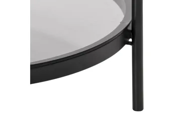 Rutkin Soffbord 79 cm Runt med Förvaring Hylla - Glas/Grå/Matt Svart - Möbler - Bord & matgrupper - Soffbord