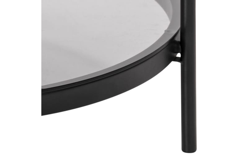 Rutkin Soffbord 79 cm Runt med Förvaring Hylla - Glas/Grå/Matt Svart - Möbler - Bord & matgrupper - Soffbord