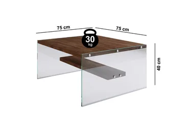 Sabani Soffbord 75 cm med Förvaring Hylla - Glas/Brun - Möbler - Bord & matgrupper - Soffbord