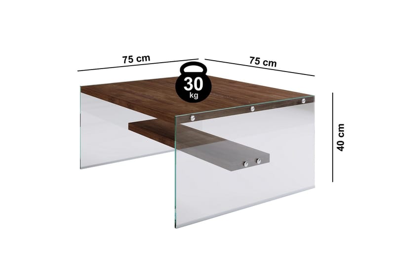 Sabani Soffbord 75 cm med Förvaring Hylla - Glas/Brun - Möbler - Bord & matgrupper - Soffbord