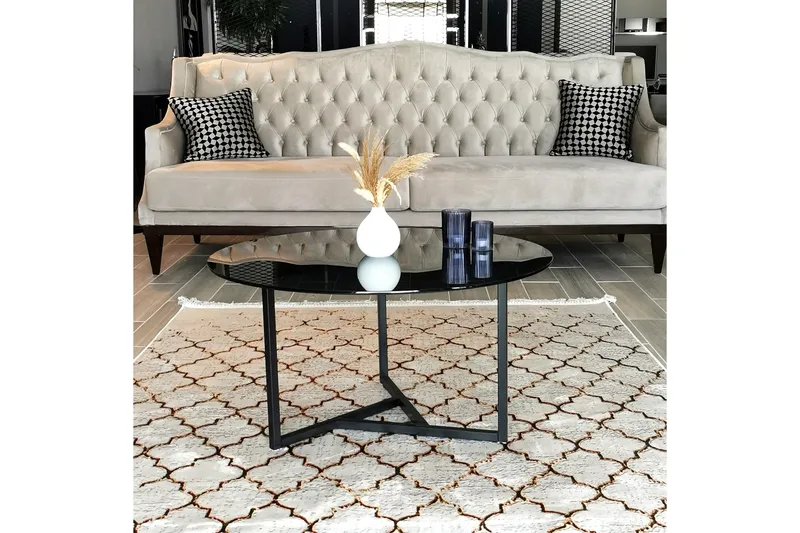 Sabani Soffbord 75 cm Runt X-formade Ben - Grå - Möbler - Bord & matgrupper - Soffbord