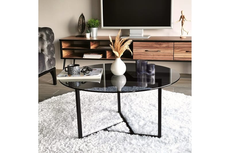 Sabani Soffbord 75 cm Runt X-formade Ben - Grå - Möbler - Bord & matgrupper - Soffbord