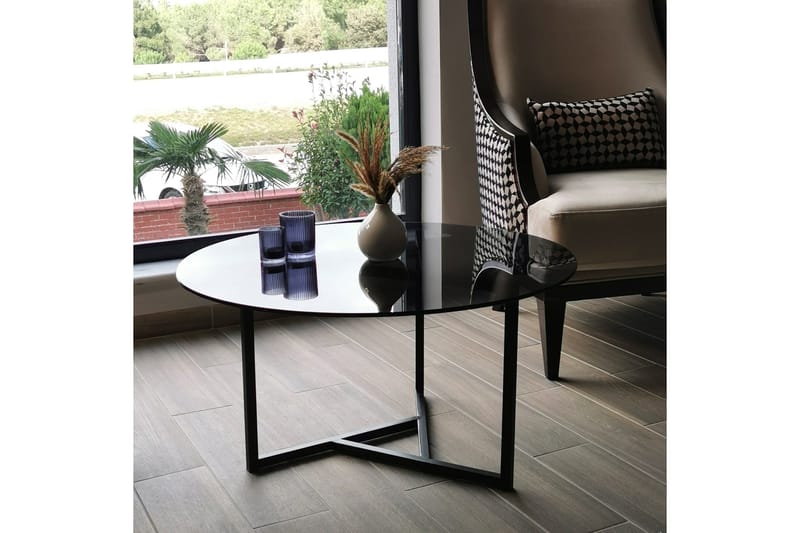 Sabani Soffbord 75 cm Runt X-formade Ben - Grå - Möbler - Bord & matgrupper - Soffbord