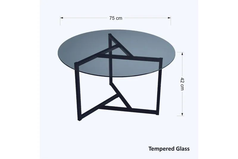 Sabani Soffbord 75 cm Runt X-formade Ben - Grå - Möbler - Bord & matgrupper - Soffbord