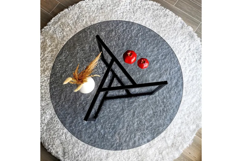 Sabani Soffbord 75 cm Runt X-formade Ben - Grå - Möbler - Bord & matgrupper - Soffbord