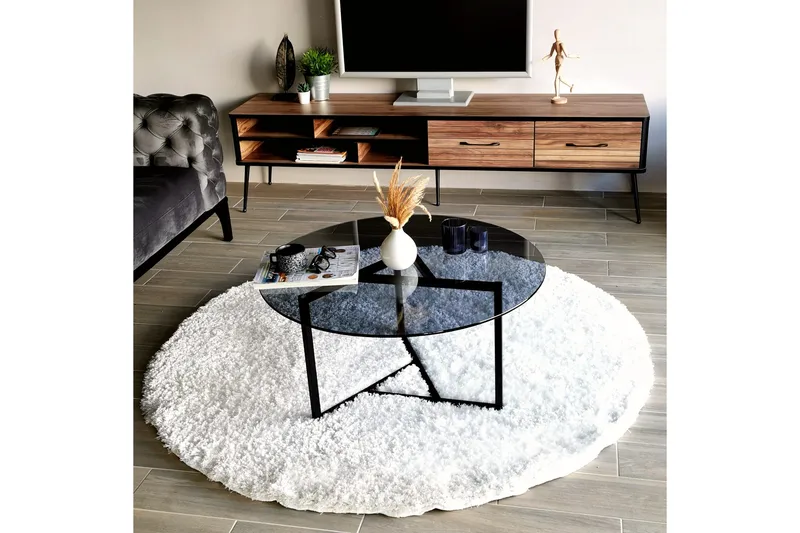 Sabani Soffbord 75 cm Runt X-formade Ben - Grå - Möbler - Bord & matgrupper - Soffbord