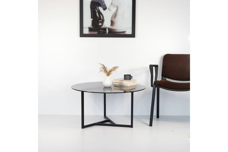 Sabani Soffbord 75 cm Runt X-formade Ben - Grå - Möbler - Bord & matgrupper - Soffbord