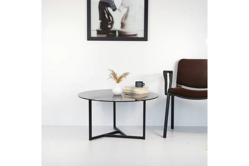 Sabani Soffbord 75 cm Runt X-formade Ben - Grå - Möbler - Bord & matgrupper - Soffbord