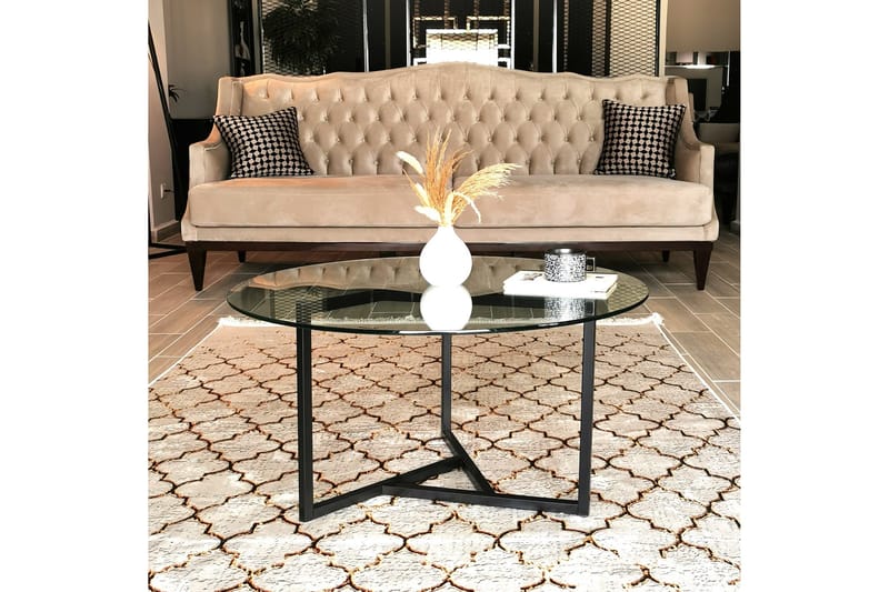 Sabani Soffbord 75 cm Runt X-formade Ben - Rökfärgat - Möbler - Bord & matgrupper - Soffbord