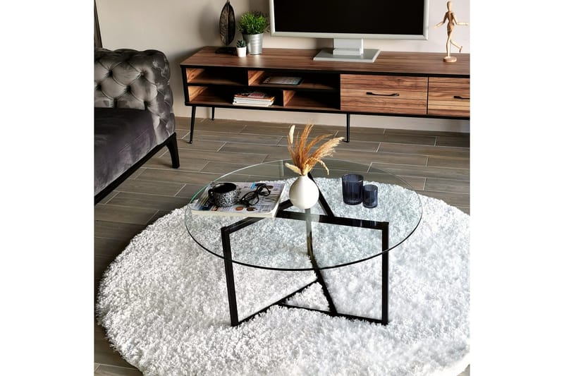 Sabani Soffbord 75 cm Runt X-formade Ben - Rökfärgat - Möbler - Bord & matgrupper - Soffbord