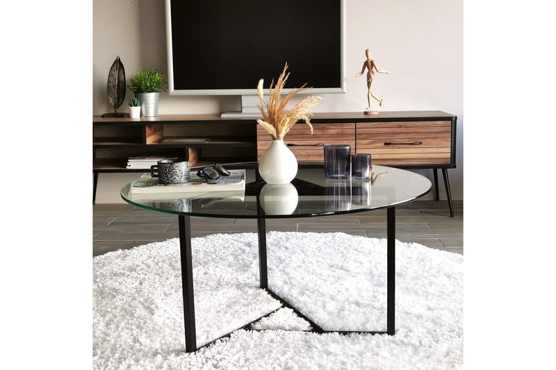 Sabani Soffbord 75 cm Runt X-formade Ben - Rökfärgat - Möbler - Bord & matgrupper - Soffbord