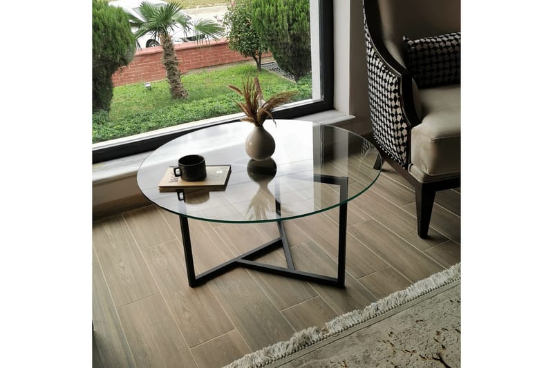 Sabani Soffbord 75 cm Runt X-formade Ben - Rökfärgat - Möbler - Bord & matgrupper - Soffbord