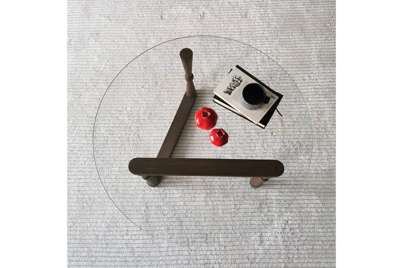 Sabani Soffbord 80 cm Runt Svarvade Ben - Glas/Valnötsbrun - Möbler - Bord & matgrupper - Soffbord