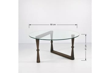 Sabani Soffbord 80 cm Runt Svarvade Ben - Glas/Valnötsbrun - Möbler - Bord & matgrupper - Soffbord
