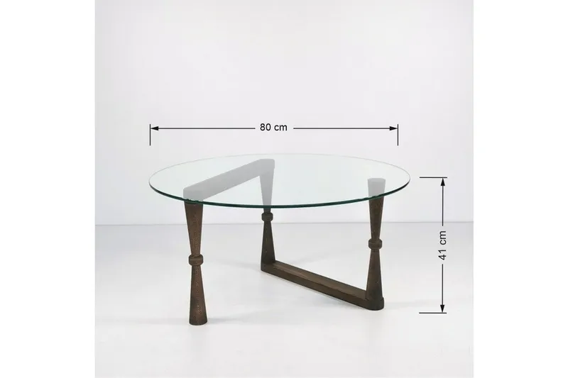 Sabani Soffbord 80 cm Runt Svarvade Ben - Glas/Valnötsbrun - Möbler - Bord & matgrupper - Soffbord