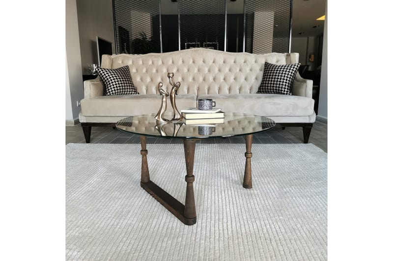 Sabani Soffbord 80 cm Runt Svarvade Ben - Glas/Valnötsbrun - Möbler - Bord & matgrupper - Soffbord