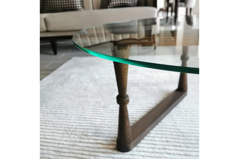 Sabani Soffbord 80 cm Runt Svarvade Ben - Glas/Valnötsbrun - Möbler - Bord & matgrupper - Soffbord