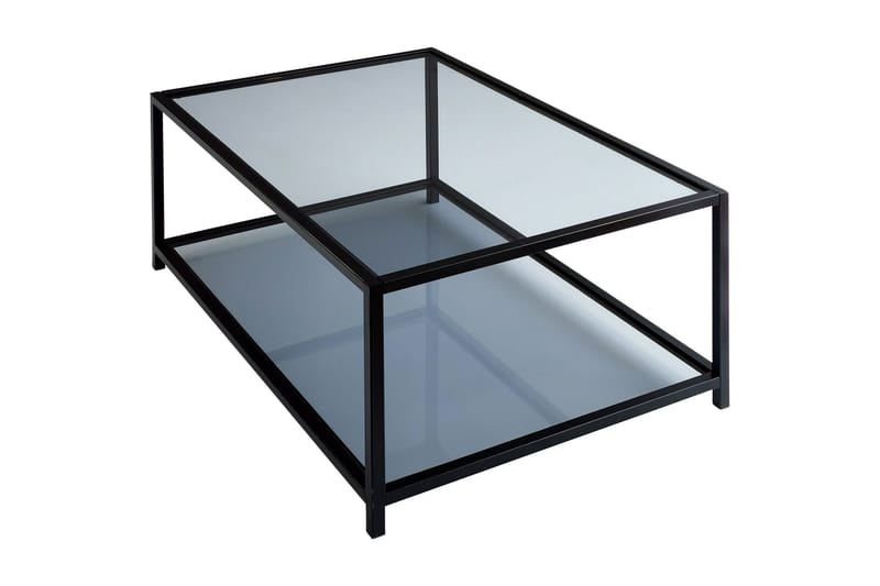 Sabani Soffbord 90 cm med Förvaring Hylla - Glas/Rökfärgad/Svart - Soffbord