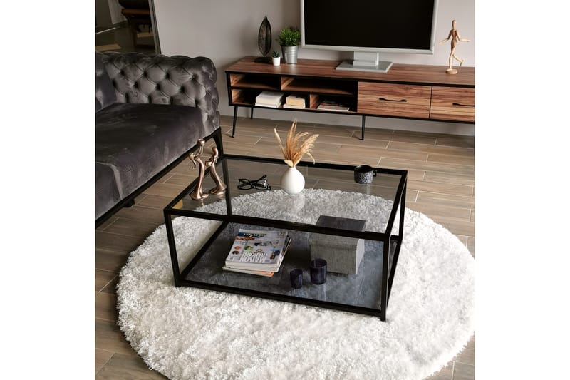 Sabani Soffbord 90 cm med Förvaring Hylla - Glas/Rökfärgad/Svart - Möbler - Bord & matgrupper - Soffbord