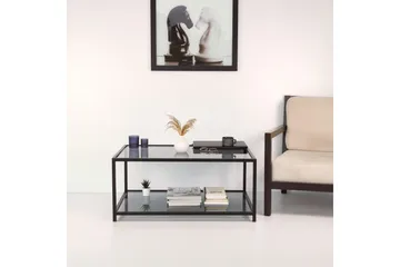 Sabani Soffbord 90 cm med Förvaring Hylla - Glas/Rökfärgad/Svart - Möbler - Bord & matgrupper - Soffbord