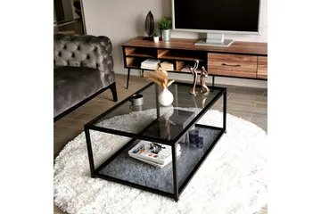 Sabani Soffbord 90 cm med Förvaring Hylla - Glas/Rökfärgad/Svart - Möbler - Bord & matgrupper - Soffbord
