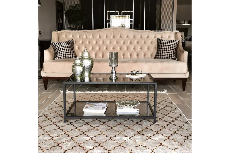 Sabani Soffbord 90 cm med Förvaring Hylla - Glas/Rökfärgad/Svart - Möbler - Bord & matgrupper - Soffbord