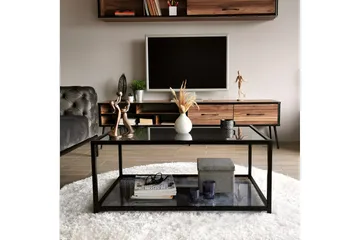 Sabani Soffbord 90 cm med Förvaring Hylla - Glas/Rökfärgad/Svart - Möbler - Bord & matgrupper - Soffbord
