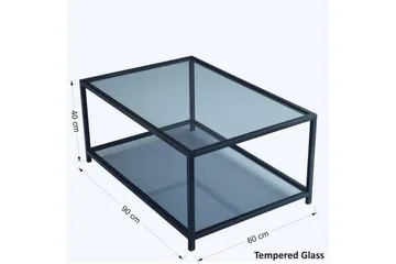 Sabani Soffbord 90 cm med Förvaring Hylla - Glas/Rökfärgad/Svart - Möbler - Bord & matgrupper - Soffbord