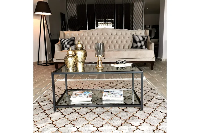 Sabani Soffbord 90 cm med Förvaring Hylla - Glas/Svart - Möbler - Bord & matgrupper - Soffbord