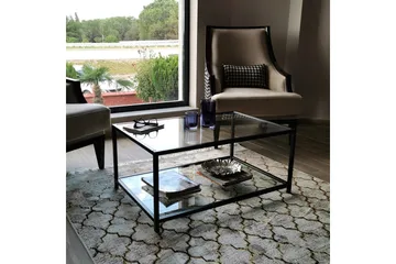 Sabani Soffbord 90 cm med Förvaring Hylla - Glas/Svart - Möbler - Bord & matgrupper - Soffbord