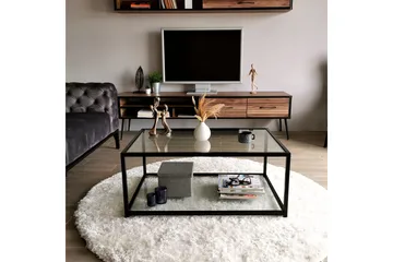 Sabani Soffbord 90 cm med Förvaring Hylla - Glas/Svart - Möbler - Bord & matgrupper - Soffbord