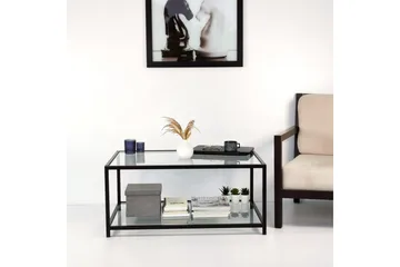 Sabani Soffbord 90 cm med Förvaring Hylla - Glas/Svart - Möbler - Bord & matgrupper - Soffbord