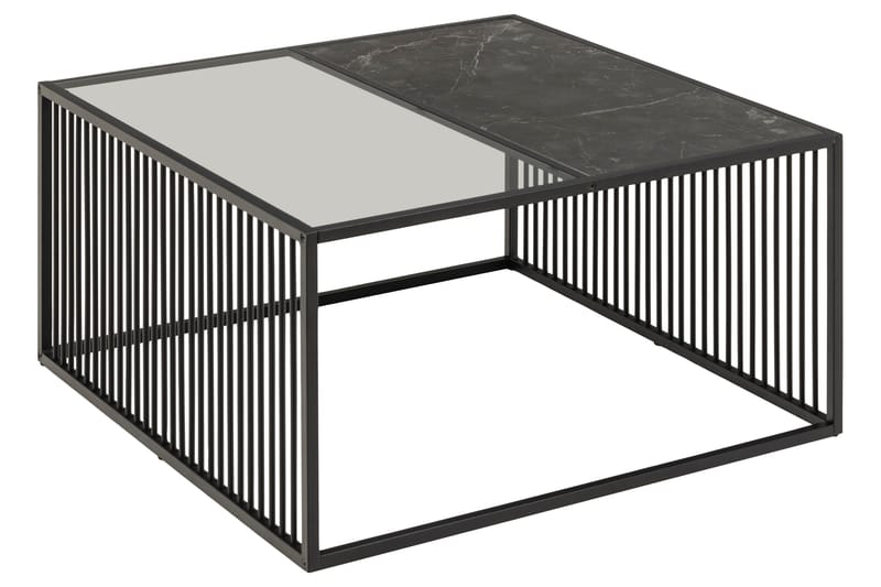 Saklani Kvadratiskt Soffbord 80x80 cm i Metall med Glasskiva - Svart - Möbler - Bord & matgrupper - Soffbord