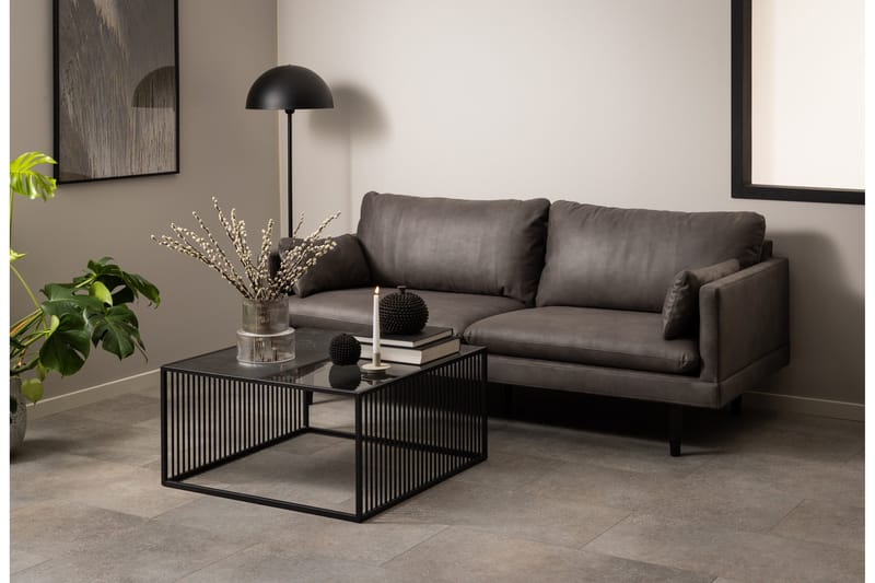 Saklani Kvadratiskt Soffbord 80x80 cm i Metall med Glasskiva - Svart - Möbler - Bord & matgrupper - Soffbord