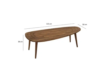 Saldus 115 cm Ovalt Soffbord Valnöt i Massivt Trä - Brun - Möbler - Bord & matgrupper - Soffbord