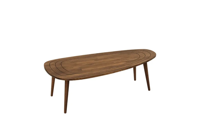 Saldus 115 cm Ovalt Soffbord Valnöt i Massivt Trä - Brun - Möbler - Bord & matgrupper - Soffbord