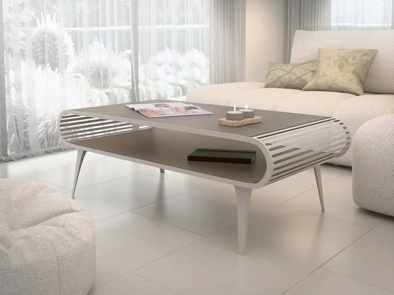 Salvaris Soffbord 120 cm - Beige med ljusbrun bordsskiva - Möbler - Bord & matgrupper - Soffbord