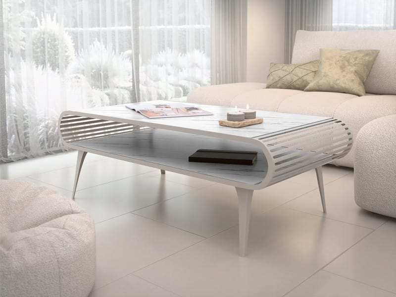 Salvaris Soffbord 120 cm - Beige med vit marmordekor - Möbler - Bord & matgrupper - Soffbord